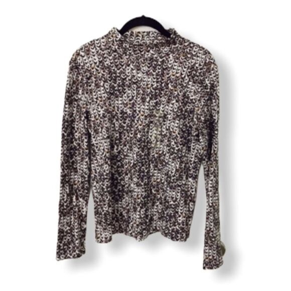 Studio Works Heart printed long sleeve top SZ M - Picture 1 of 4
